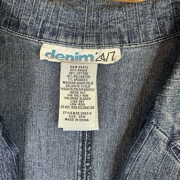 Denim 24/7 Blue Jean Jacket Blazer Long Sleeve with Embroidered Floral Design - Picture 14 of 16